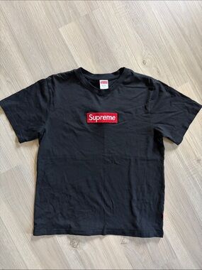 Never worn brand New!Supreme Black T-Shirt with embroidered Red Box logo